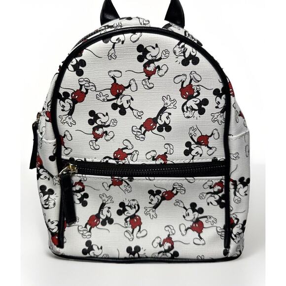 Bioworld Handbags - BioWorld Disney Mickey Mouse Kids Mini Backpack Faux Leather White Black Red